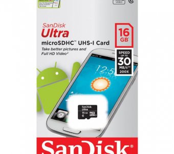   SANDISK 16GB MICROSDHC ULTRA 30MB/S  