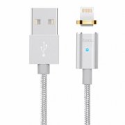 USB кабель для iPhone 5/5S/5SE/6/6S/6Plus/6SPlus/7/7Plus Magnetic серебряный