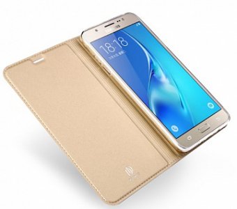 Samsung Galaxy J5 (2016), чехол-книжка, боковой, золотой