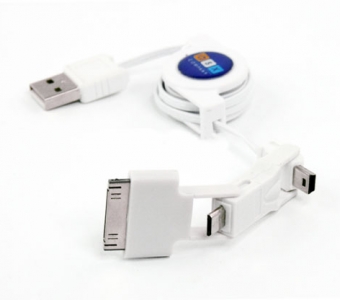 USB Дата-кабель ASX 3в1 Apple 30pin, микро USB, мини USB